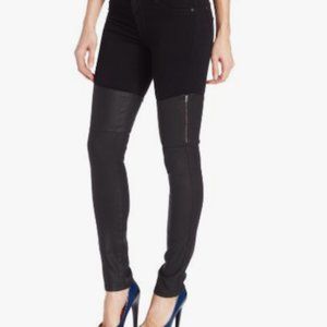 James Jeans Women's Dietrich Faux Leather Mixed Twiggy Jeans, size 25